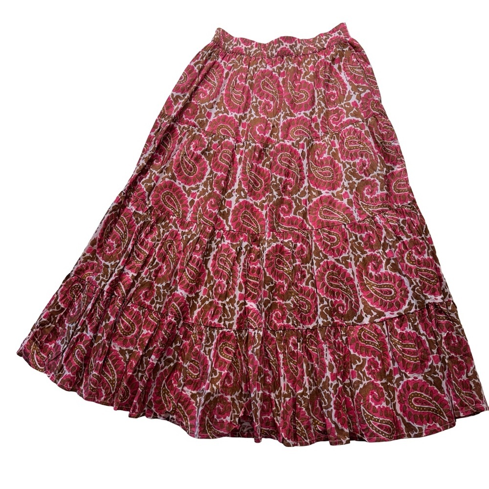 Cleobella Pink and Brown Paisley Maxi Skirt - Picture 2 of 8